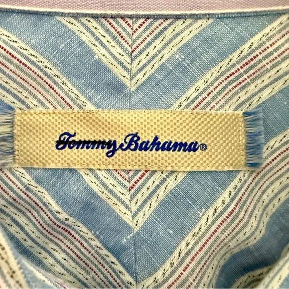 NWT Tommy Bahama BELIZE ME STRIPE Long Sleeve Linen Shirt  – Size Medium - Picture 10 of 11